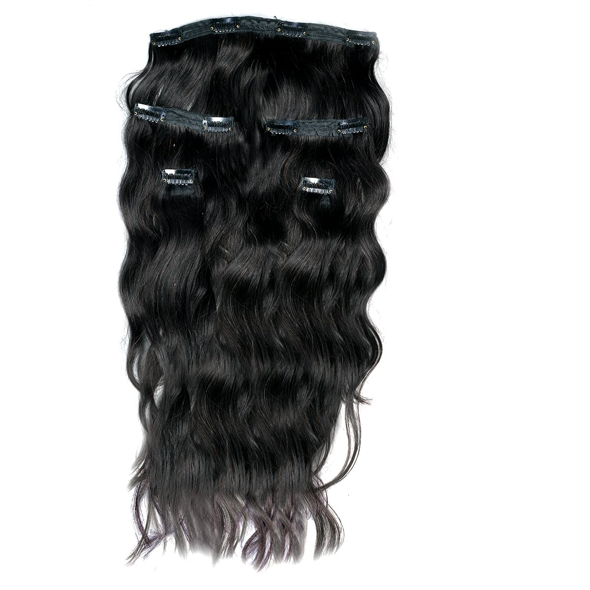 Classic | 7 Set Clip-In Extensions | Wavy | Black | Ewa Hair